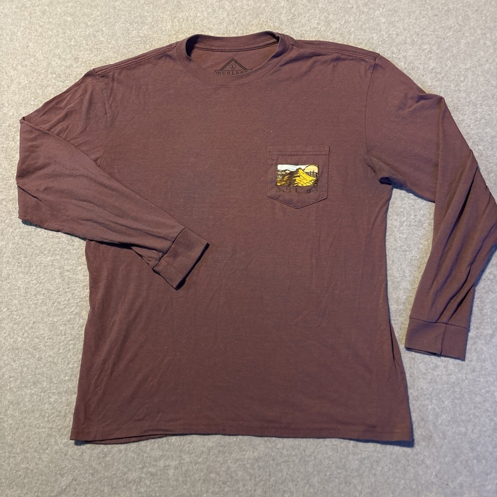 Burlebo Men's Long Sleeve‎ Pocket T Shirt Sz L Purple (READ DESCRIPTION)